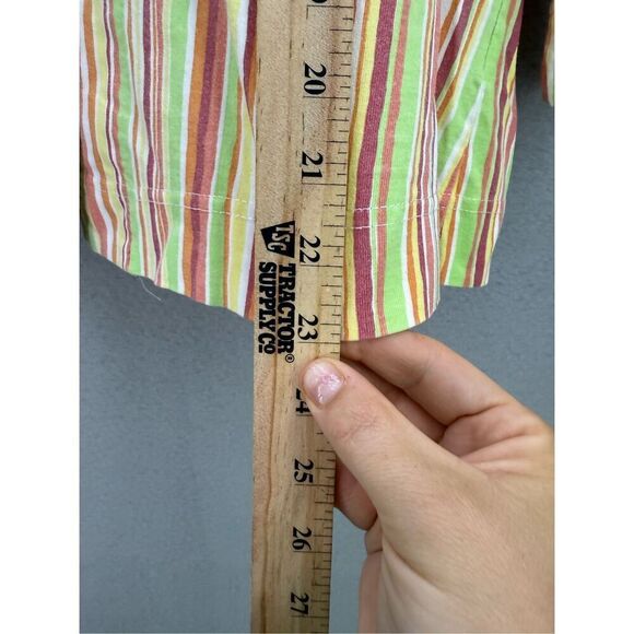 Lulu-B Womens Multicolor Striped V-Neck Button Down Cotton Blouse Size Large - Picture 5 of 7